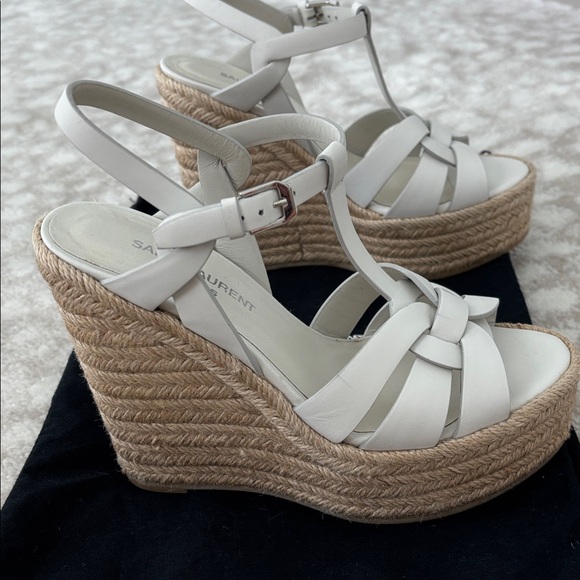 Saint Laurent White Espadrille Sandals - Picture 3 of 5